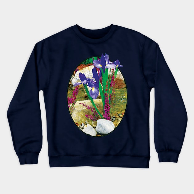 Irises - Purple Irises by the Stream Crewneck Sweatshirt by SusanSavad